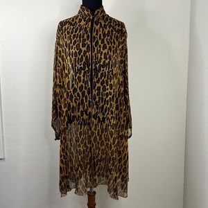 LARUE PALM BEACH Leopard Sheer One Button Duster M